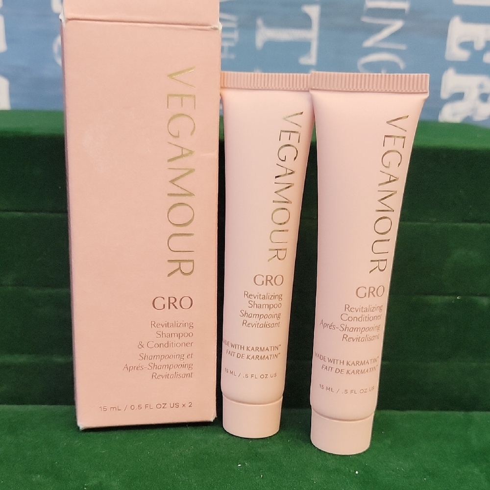 Vegamour GRO Revitalizing Shampoo & Conditioner Set of 2 - 15ml Each New Sealed